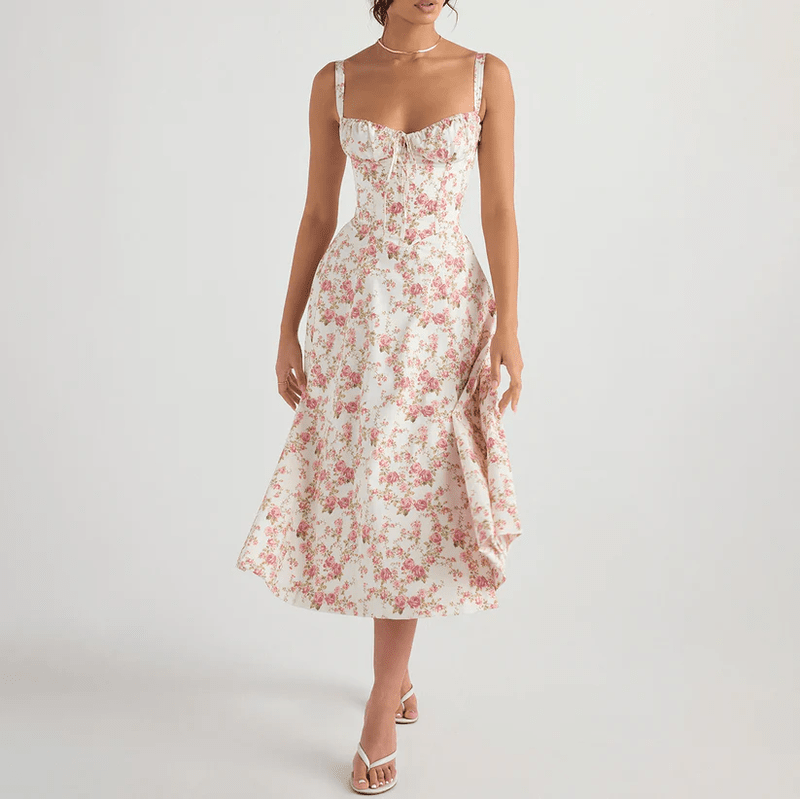 Alice | Bustier Taille elegantes geblümtes Kleid