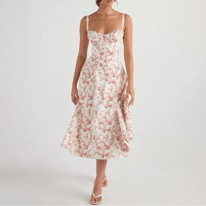 Alice | Bustier Taille elegantes geblümtes Kleid