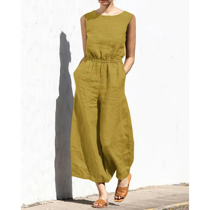 Beatrice | Lässiger ärmelloser Jumpsuit mit elastischer Taille und Taschen