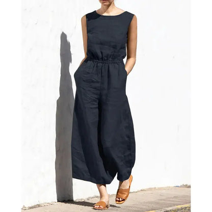 Beatrice | Lässiger ärmelloser Jumpsuit mit elastischer Taille und Taschen