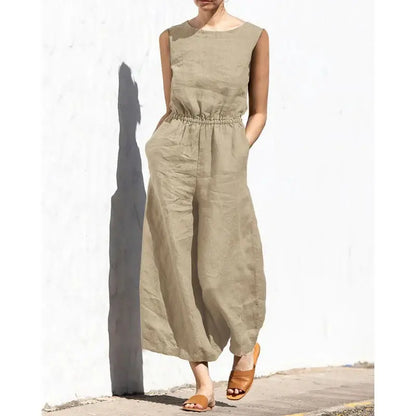 Beatrice | Lässiger ärmelloser Jumpsuit mit elastischer Taille und Taschen