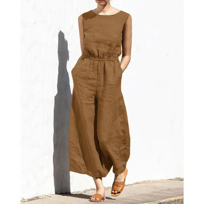 Beatrice | Lässiger ärmelloser Jumpsuit mit elastischer Taille und Taschen