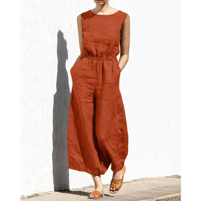 Beatrice | Lässiger ärmelloser Jumpsuit mit elastischer Taille und Taschen