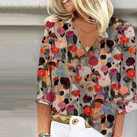 Chloe | Elegante Vintage-Bluse mit floralem Muster